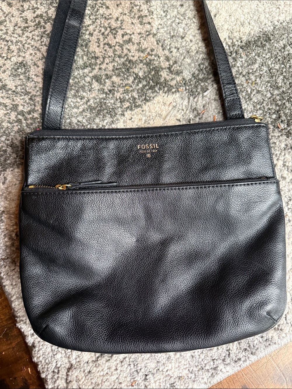 Fossil 1954 Black Pebbled Leather Shoulder Crossbody